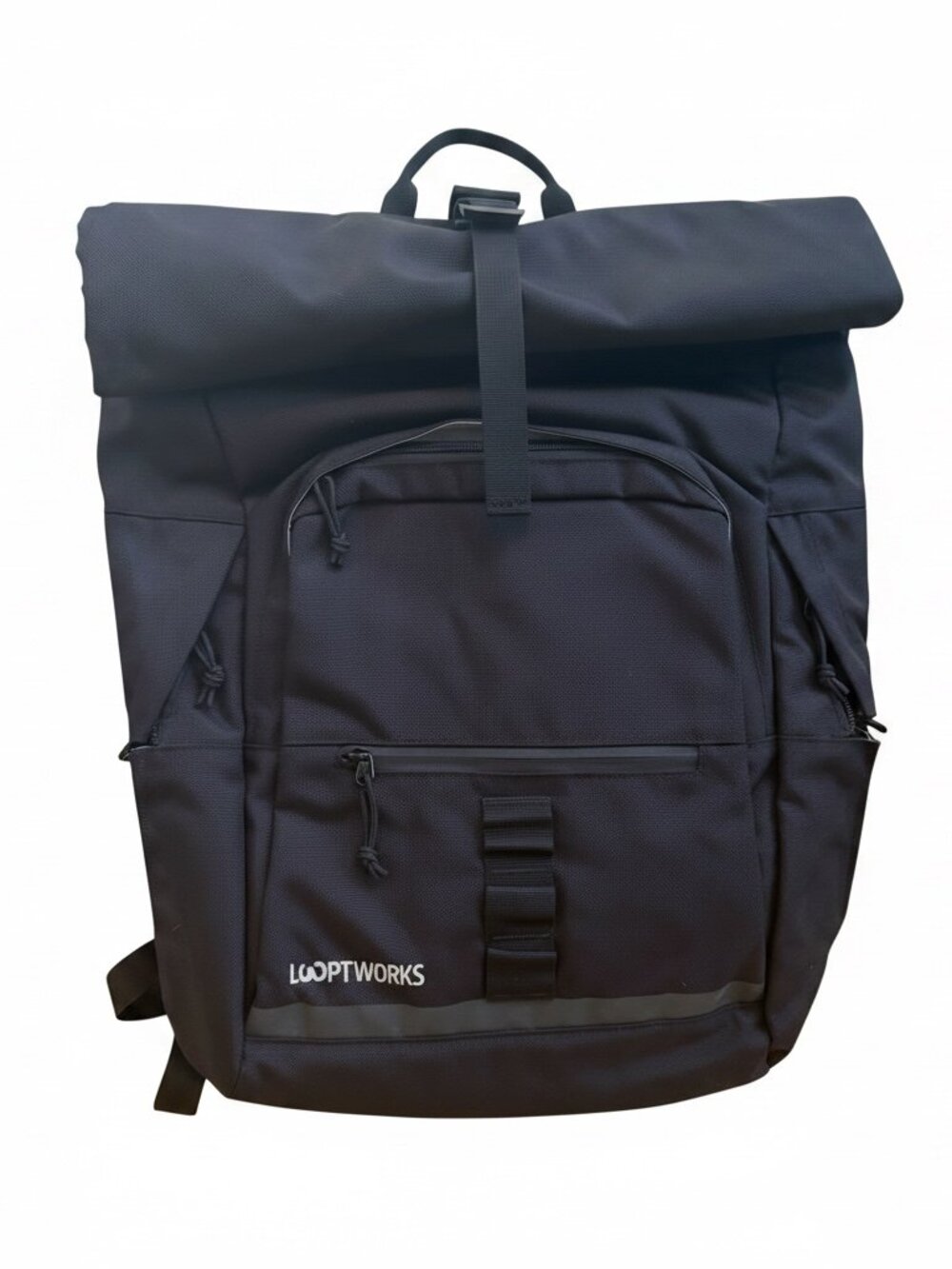 Looptworks Rolltop Backpack is an upcycled commuter bag - Black